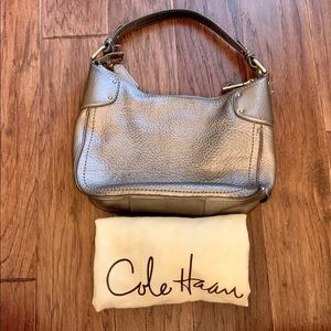 Cole Haan silver metallic hobo bag